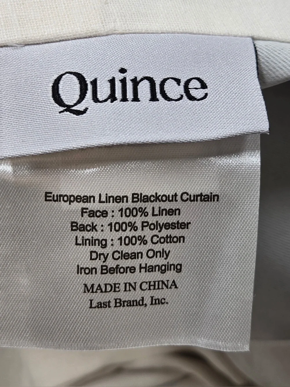 QUINCE Set Of 2 48x96 European Linen True Blackout Curtains Cream 0471